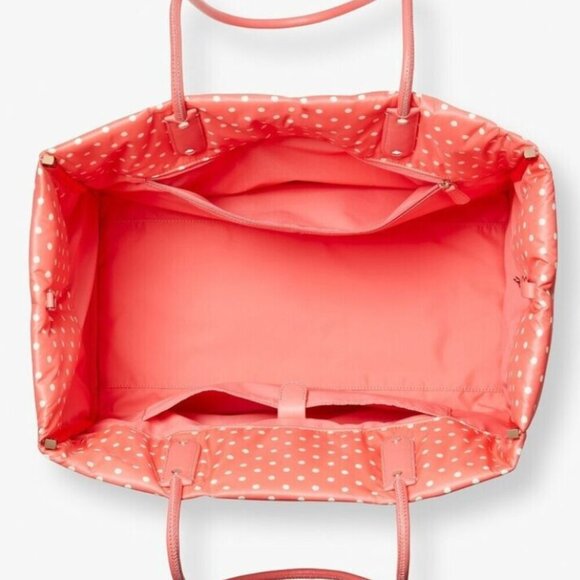 Kate Spade Everything Puffy Tote Dots Pink Nylon Leather Large Shoulder Bag - Picture 13 of 13
